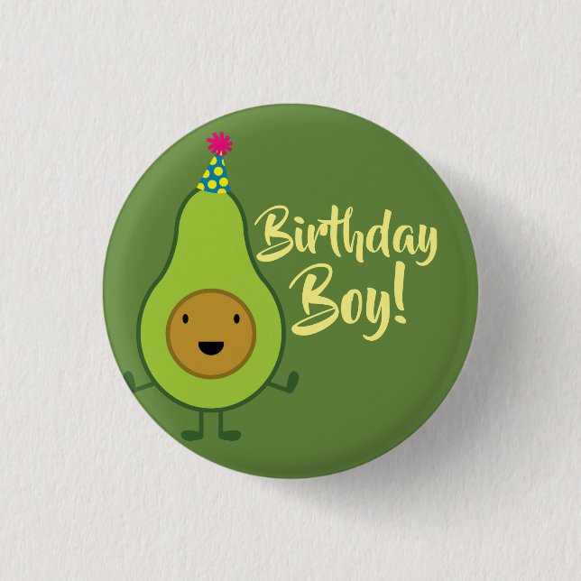 Pin botón de aguacate Cute 1er cumpleaños (Anverso)