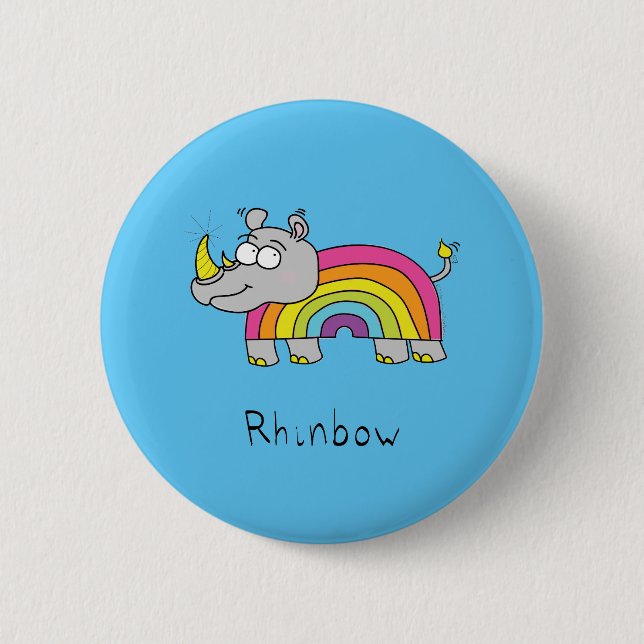 Pin botón de arcoiris Rhinbow Rhino (Anverso)