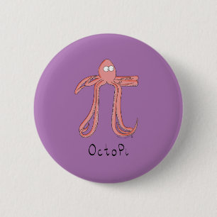 Pin botón de botón de Día de Pi de Octopus Cute Ma
