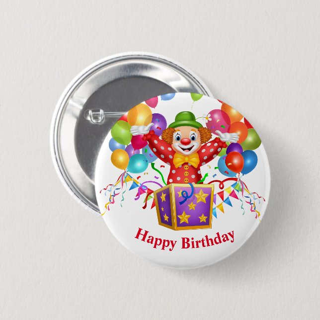 Pin botón de payaso de cumpleaños (Anverso y reverso)