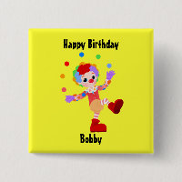 Pin botón de payaso de cumpleaños feliz