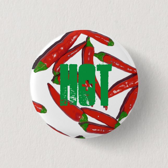 Pin botón de Pepinos de Chili Verde Rojo Caliente (Anverso)