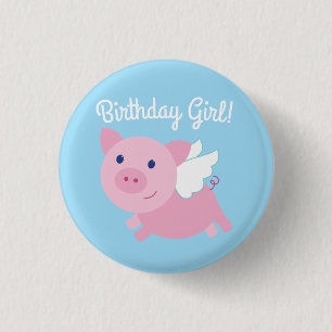Pin botón de primer cumpleaños de corte de cerdo
