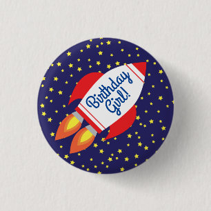 Pin botón de primer cumpleaños de Space Rocket Sta