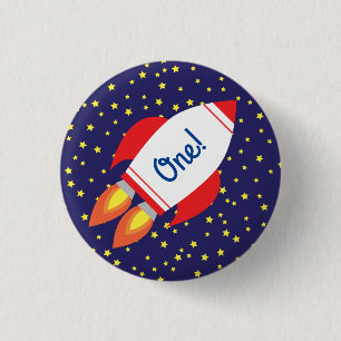 Pin botón de primer cumpleaños de Space Rocket Sta