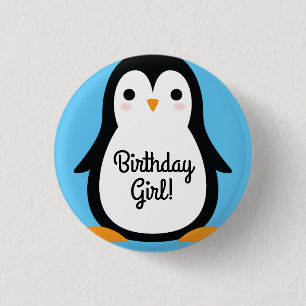 Pin botón de primer cumpleaños penguin cute Wint