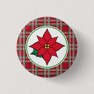 Pin botón de vacaciones de Navidades de Poinsettia