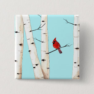 Pin botón del árbol de cardenales