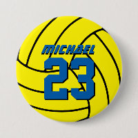 Pin botón del equipo deportivo de voleibol amarill