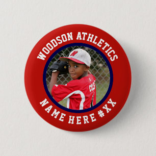 Pin / botón del equipo deportivo Red & Naval perso