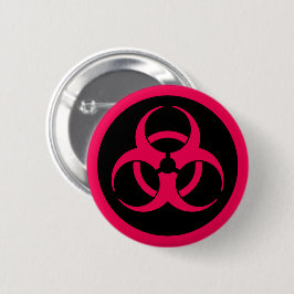 Pin botón del símbolo de riesgo biológico rojo