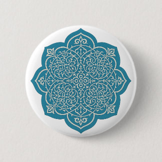 Pin botón elegante de Mandala azul - Intrincado fl