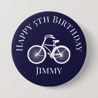Pin botón Feliz sexto cumpleaños Bicicleta azul