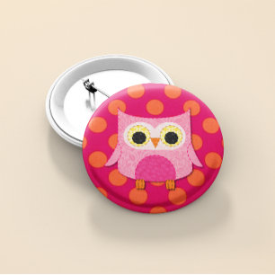Pin botón Lechuza Rosada