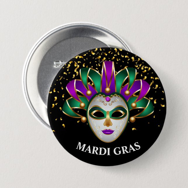 Pin botón Mardi Gras (Anverso y reverso)