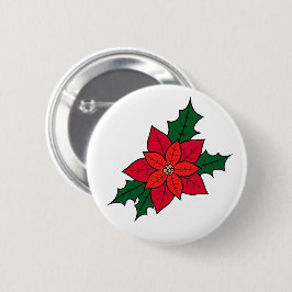 Pin Botón navidad Con Poinsettia Naranja Rojo