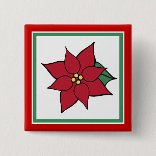 Pin botón Navidades de Poinsettia