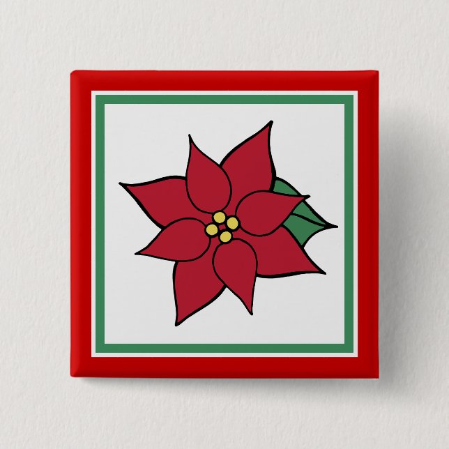Pin botón Navidades de Poinsettia (Anverso)
