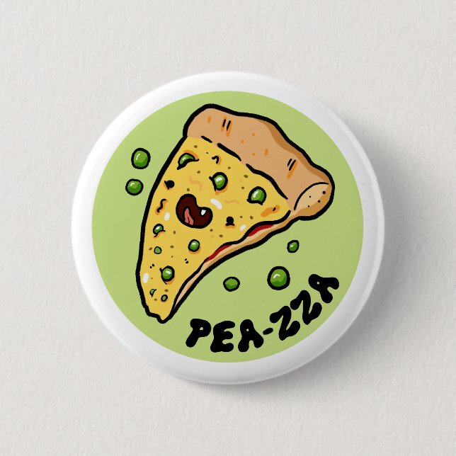 Pin botón Pea-zza Cute Pizza Vegetable Pun (Anverso)