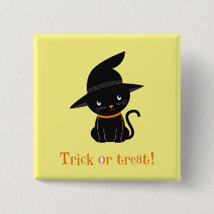 Pin botón Trick O Trek Witch Cat