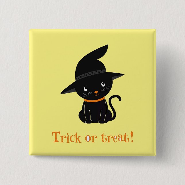 Pin botón Trick O Trek Witch Cat (Anverso)