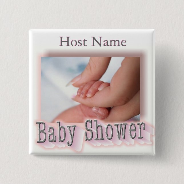 Pin de botón de Baby Shower, (nombre de host), (Anverso)