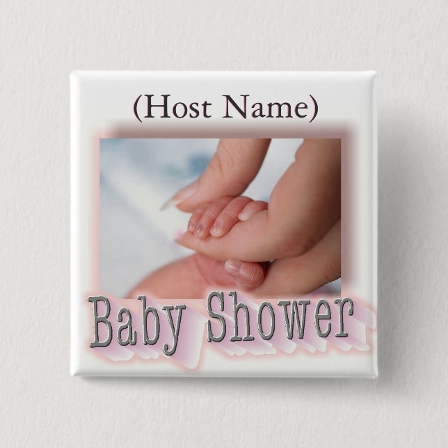 Pin de botón de Baby Shower, (nombre de host), (Anverso)