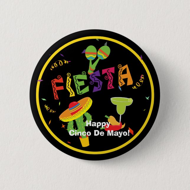 Pin de botón de fiesta de celebración Cinco De May (Anverso)