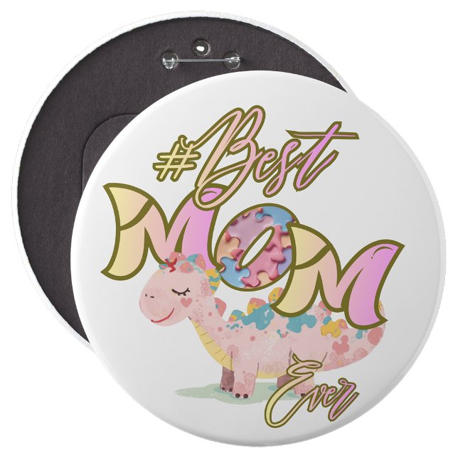 Pin de botón de la Mejor Mamá del Autismo (Autism Best Mom Ever Pin Button)