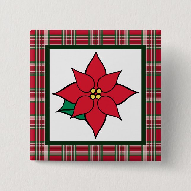 Pin de botón de Navidad de poinsettia (Anverso)