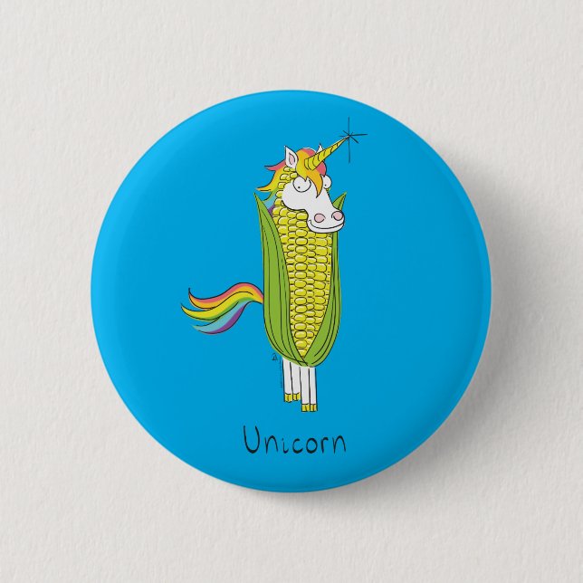 Pin de botón Funny Corn de Unicorn (Anverso)