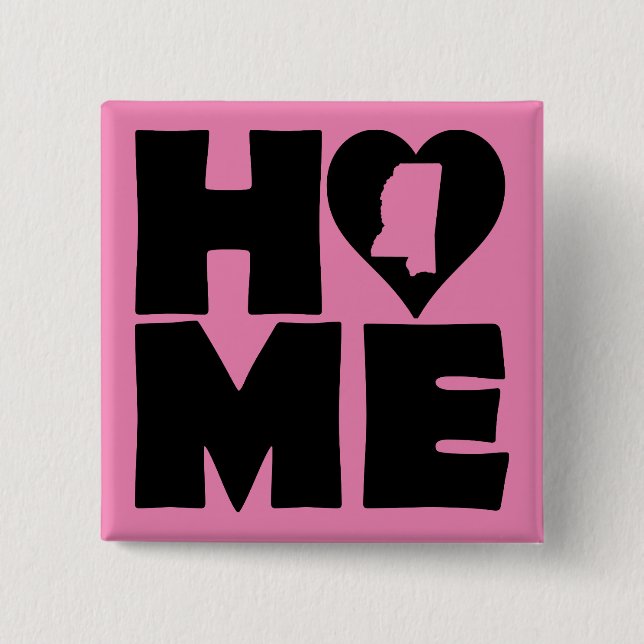 Pin de botón Mississippi Home Heart State (Anverso)