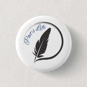 Pin de botón redondo con logotipo de pluma de la v