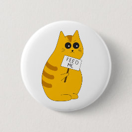 Pin de gato divertido, botón de "Aliméntame"
