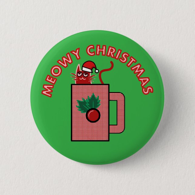 Pin de Navidad MEOWY botón verde (Anverso)