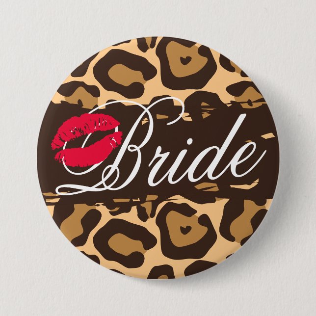 Pin del botón de impresión de novia de leopardo cl (Anverso)
