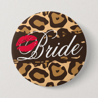 Pin del botón de impresión de novia de leopardo cl