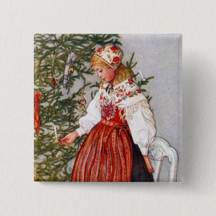 Pin del botón del árbol de navidad de Carl Larsson