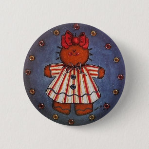 Pin del botón del chica del pan de jengibre