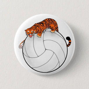 Pin del botón del voleibol del tigre
