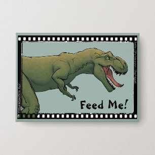 Pin del botón T-Rex Dinosaur Tyrannosaurus Feed Me