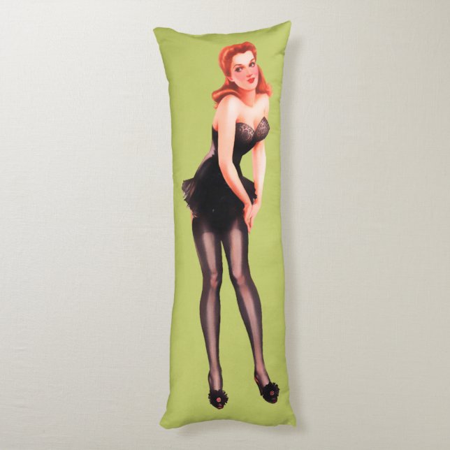 Pin del vintage encima del chica No6 - almohada (Atrás (Vertical))