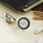 Pin Elegante 18º Aniversario del Boda de Porcelana<br><div class="desc">Celebra su décimo octavo aniversario de boda de porcelana con estilo con este pin conmemorativo de solapa! Las elegantes letras negras y blancas con un confetti hexagonal con polvo de oro sobre un fondo de mármol blanco y azul porcelana añaden un toque memorable para esta ocasión especial y un hito....</div>