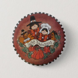 Pin feliz del botón de la acción de gracias