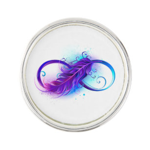 Pin Infinito con plumas púrpura