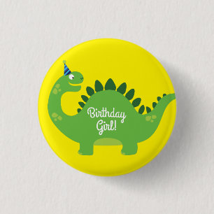 Pin lindo del botón del cumpleaños del dinosauri