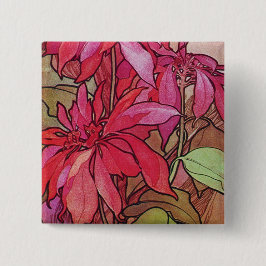 Pin Mucha del botón del navidad del Poinsettia de