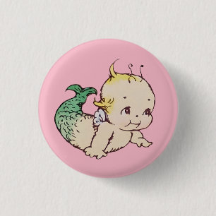Pin redondo del botón de Kewpie de la sirena