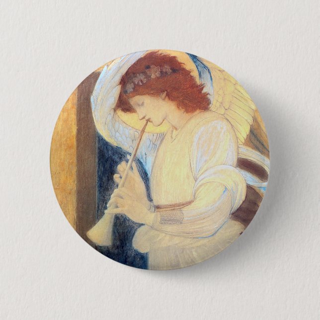 Pin redondo del botón del ángel del navidad - (Anverso)
