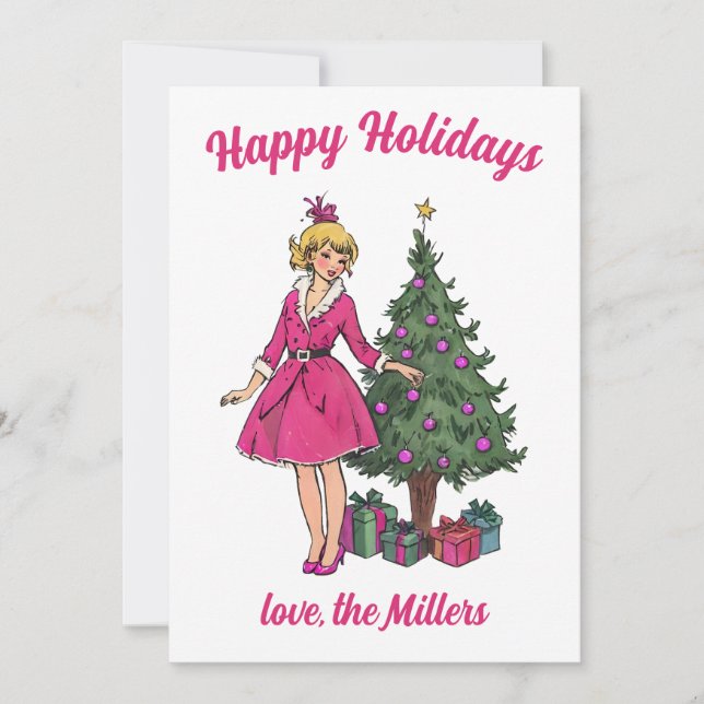 Pin Up Chica Navidades Tarjetas (Anverso)